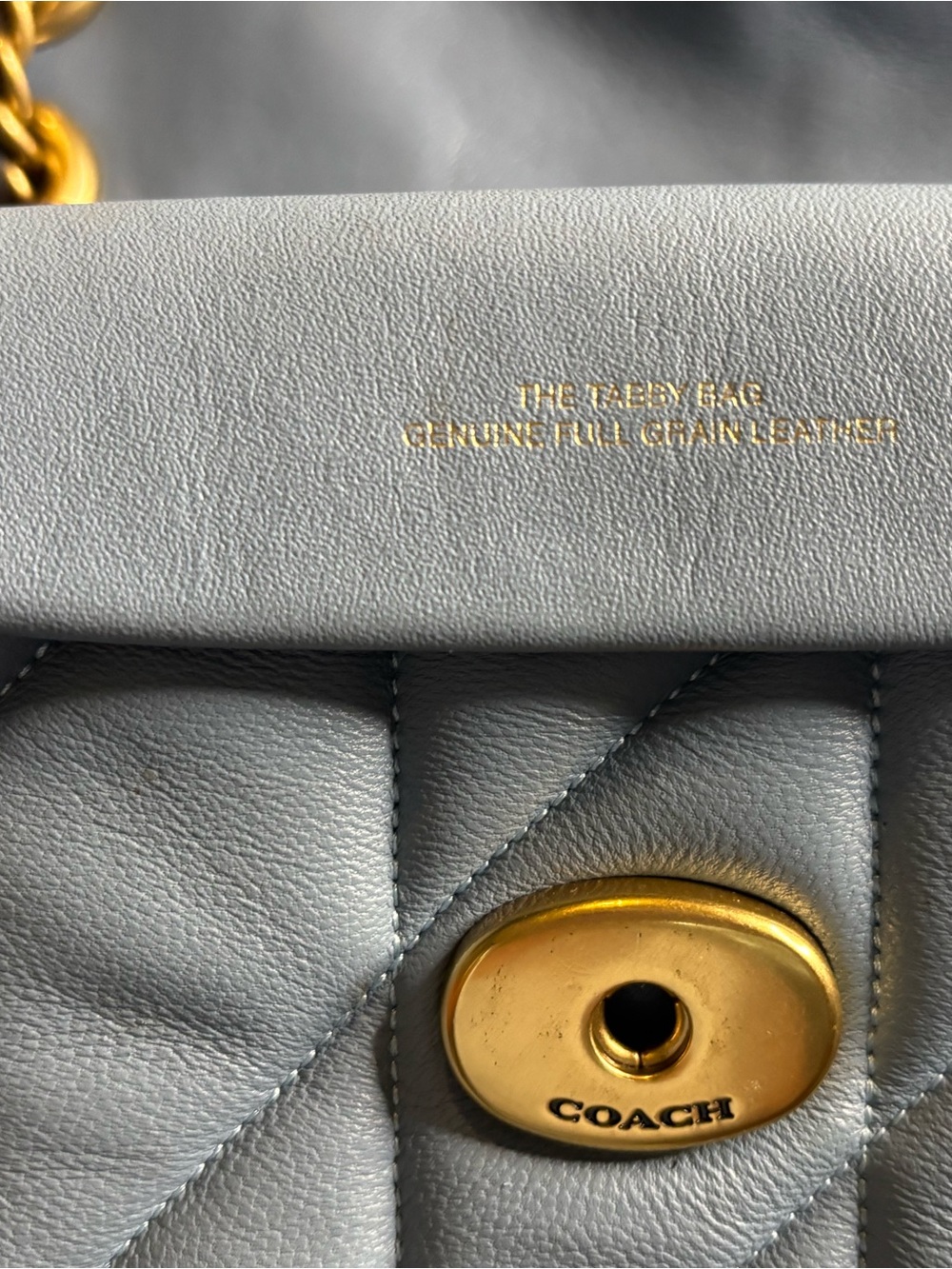 Coach Quilted Leather Crossbody in Pale Blue with Gold Hardware - Picture 2 of 12